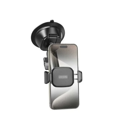 Porodo Cradle Suction Cup Non-Gel Pad Phone Mount - Black